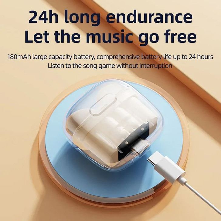 BD02 Wireless Earbuds In-Ear Earphones With Clear Calling Transparent Charging Case For Cell Phone 