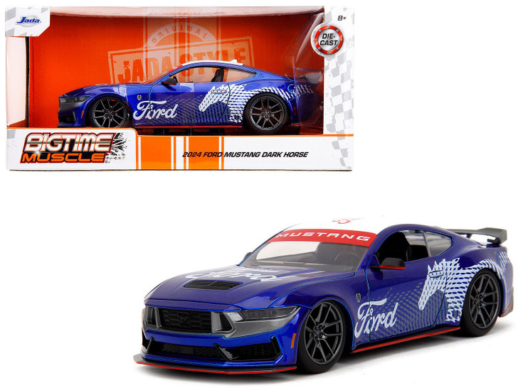 2024 Ford Mustang Dark Horse Candy Blue with White Top and "Mustang Horse Graphics" "Bigtime Muscle