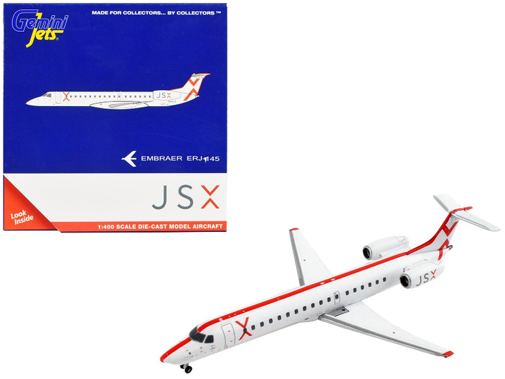 Embraer ERJ-145 Commercial Aircraft "JetSuiteX" White with Red Stripes 1/400 Diecast Model Airplane