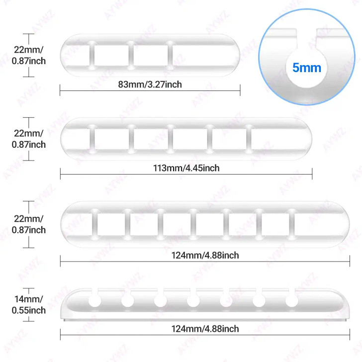 Color: GRAY - Adhesive Cable Holder Clips Cord Management Wire Organizer for Desktop USB Charging C