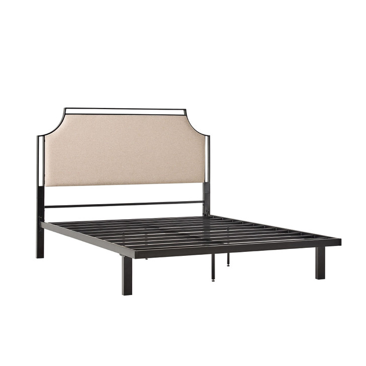 Traditional Upholstered Metal Queen Bedframe - Tan