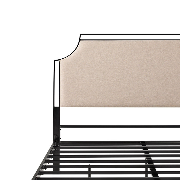 Traditional Upholstered Metal Queen Bedframe - Tan