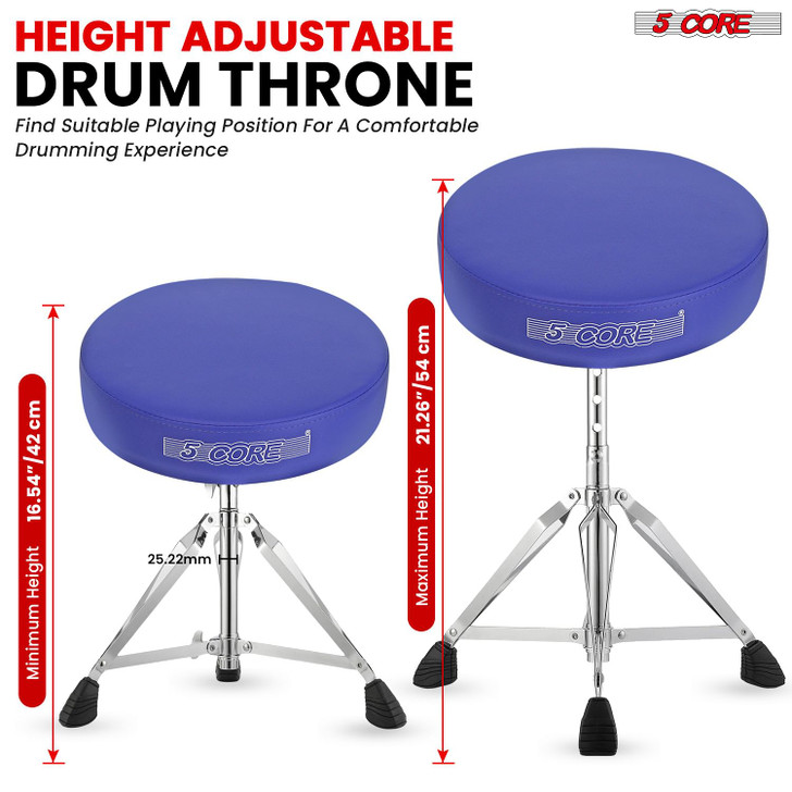 5 CORE Drum Throne Padded Guitar Stool Height Adjustable Music Chair Seat Universal for Adults & Ki