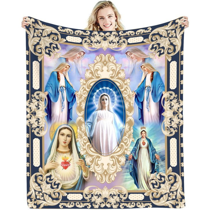 Jesus Virgin Mary Soft Throw Blanket Bedroom Warm Blanket