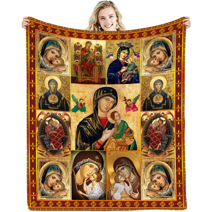Jesus Virgin Mary Soft Throw Blanket Bedroom Warm Blanket