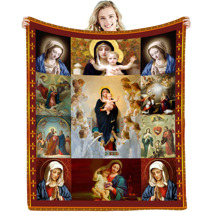 Jesus Virgin Mary Soft Throw Blanket Bedroom Warm Blanket