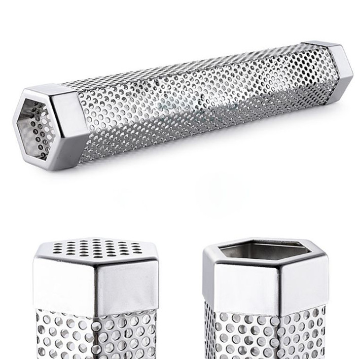 Hexagon BBQ Grill Outdoor Camping Smoking Mesh Tube Smoker