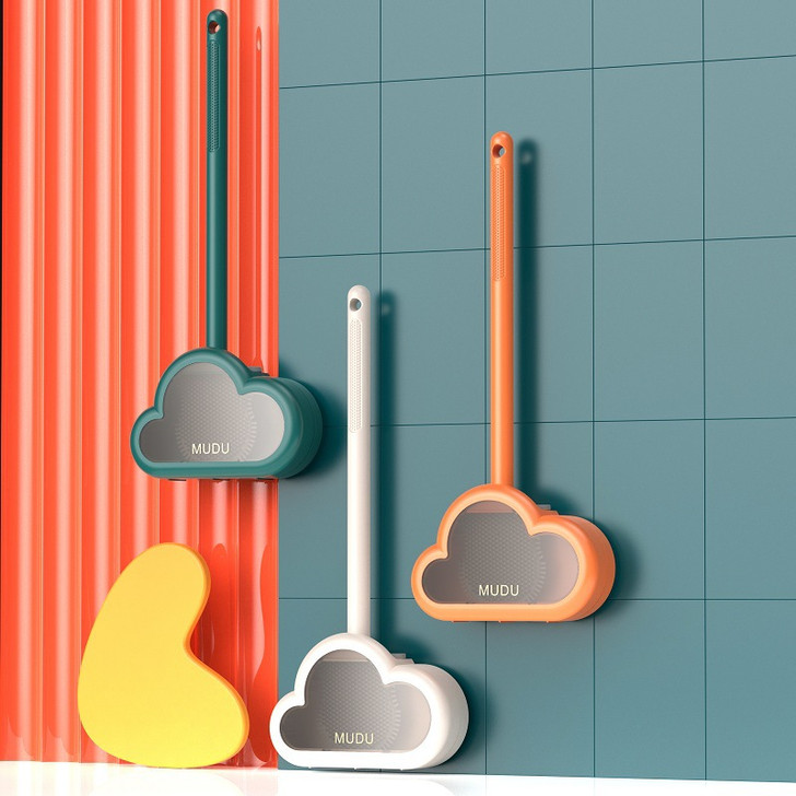 Cute Toilet Brush Wall Hanging Long Handle Silicone Brush