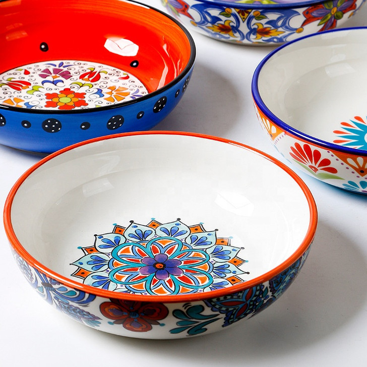 European Style Ceramic Bowl Glazed Fruit Salad Bowl Fashionable Ceramic Cake Bowl