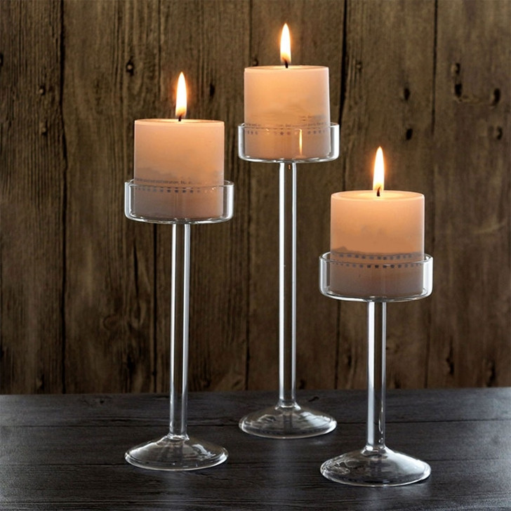 High Glass Transparent Candle Holder