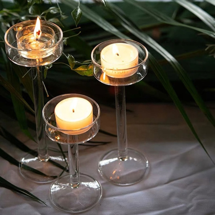 High Glass Transparent Candle Holder