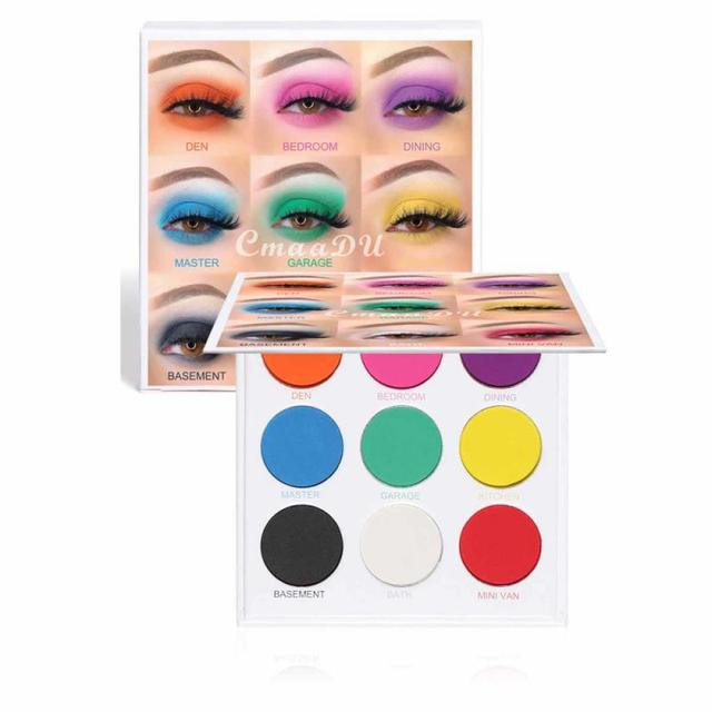 9 Colors Matte Shimmer Eyeshadow Palette Waterproof Lasting Glitter-560