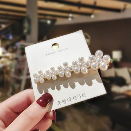 Style: 3Style, Quantity: Q1pc - Pearl clip headdress hair clip