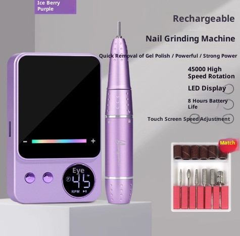 Specifications: Standard configuration, Color: Purple - Nail Polishing Rechargeable Electric Peelin
