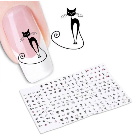 Quantity: 2pcs, style: 1 - 1 Sheet Cat Nail Art Sticker