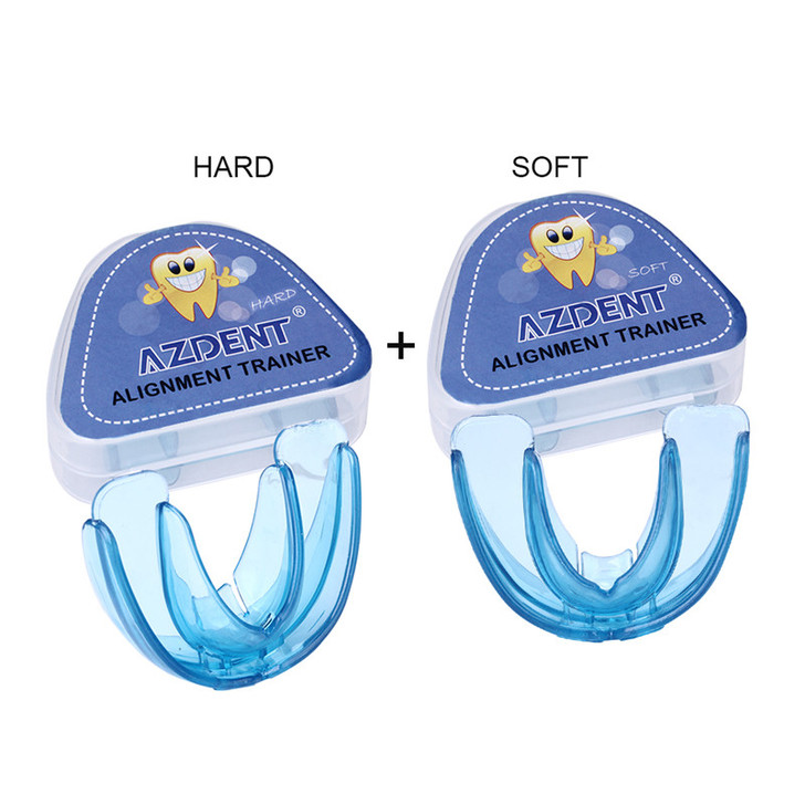 style: Hard and soft set, Color: Blue - Boxing Sports Mouthguard Braces Dental Braces