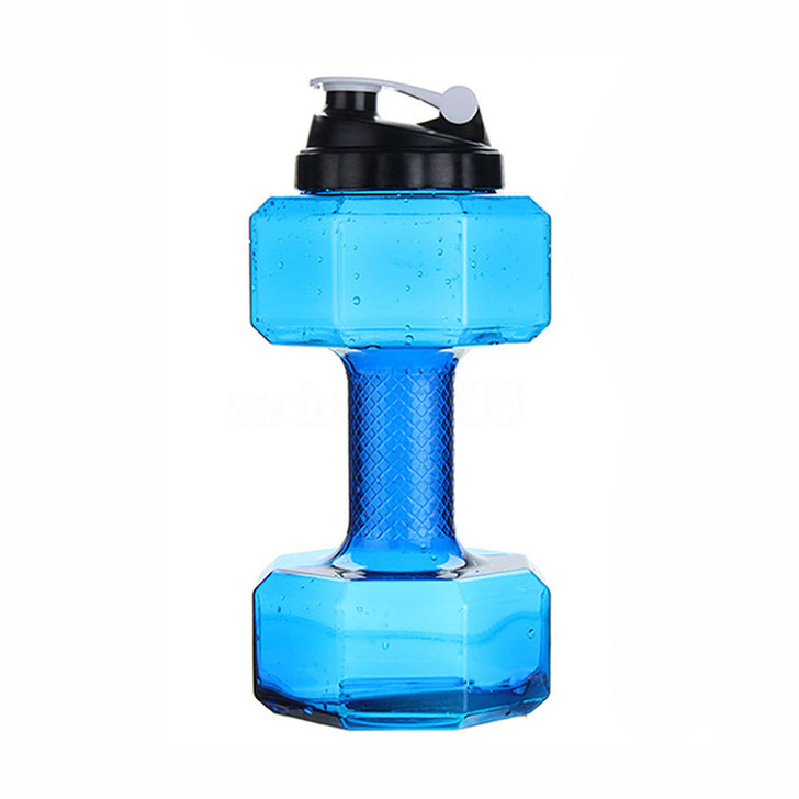 Color: Blue, style: 1500ML - Fitness Dumbbell Cup Creative Sports Water Bottle Men