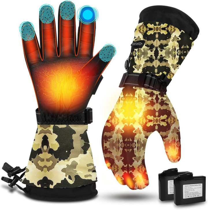 Color: Lead Gray, Battery capacity: 3200mah - Outdoor Skiing Cycling Thickened Heating Gloves