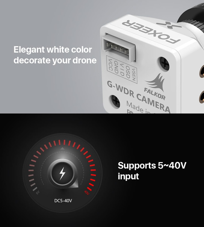 Foxeer Falkor 1200TVL Mini/Full Size Camera 16:9/4:3 PAL/NTSC Switchable GWDR Red 1.8MM