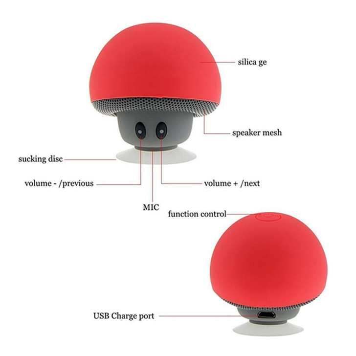 Waterproof Mini Wireless Bluetooth-compatible  Speaker Portable Mushroom-shaped Speaker Rechargeabl