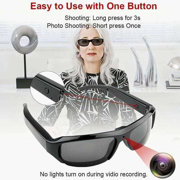 1Pc Outdoor Sports Smart Video Glasses, 90 Minute Battery Life, Wide Angle 75 , Wearable Body DV Ca