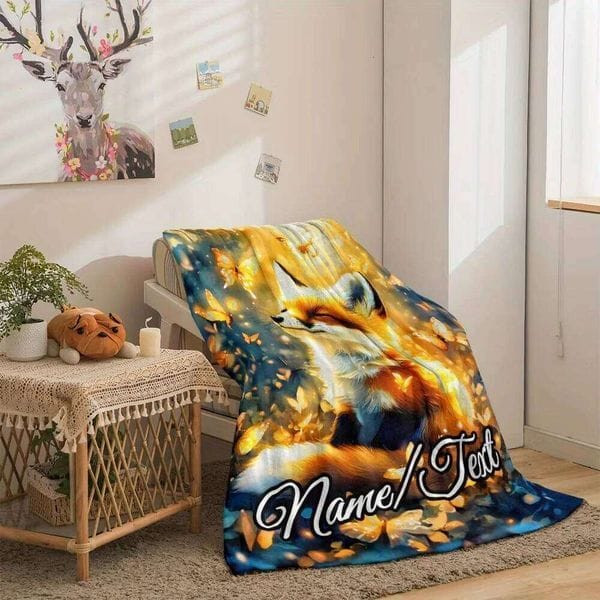 Color: Image customization - Size: 76x102cm - Winter New Custom Name Glam Flannel Throw Blanket wit