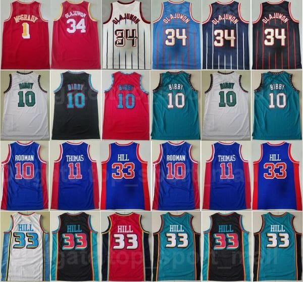 Color: 33 Green - Size: M - Vintage Basketball Jerseys Michael Mike Bibby Grant Hill 33 Isiah Thoma