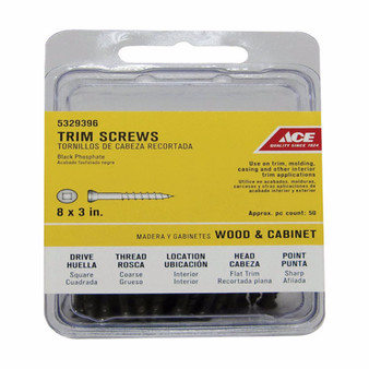 Ace No. 8 X 3 in. L Square Black Phosphate Trim Screws 50 pk