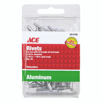 Ace 3/16 in. D X 1/8 in. Aluminum Rivets Silver 50 pk