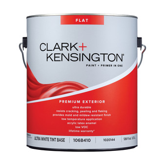 Clark+Kensington Flat Tint Base Ultra White Base Premium Paint Exterior 1 gal