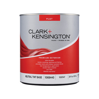 Clark+Kensington Flat Tint Base Neutral Base Premium Paint Exterior 1 qt