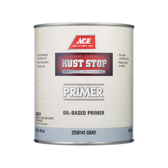Ace Rust Stop Primer - Goes on Grey Oil-Based Enamel Rust Preventative Paint 1 qt