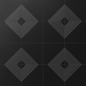 Estelle 12x12 Satin Ceramic Tile in Deco 3 Black Silver