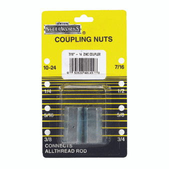 Boltmaster 7/16 - 14 in. Steel Coupling Nut 2 pk