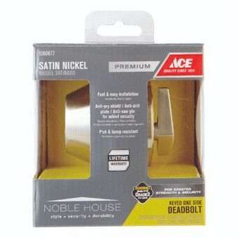 Ace Satin Nickel Metal Single Cylinder Deadbolt