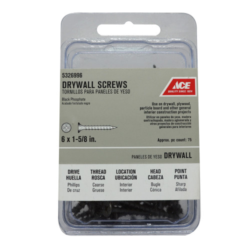 Ace No. 6 wire X 1-5/8 in. L Phillips Drywall Screws 75 pk