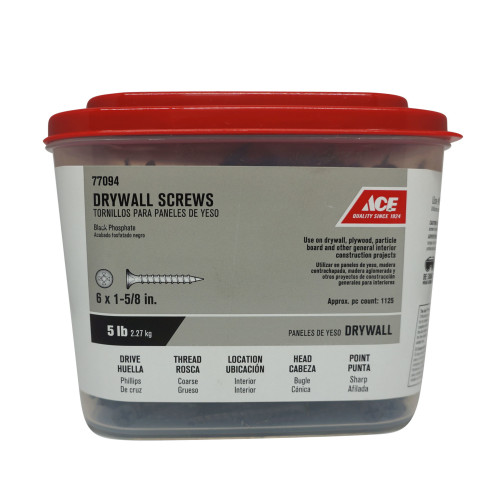 Ace No. 6 wire X 1-5/8 in. L Phillips Drywall Screws 5 lb 1134 pk