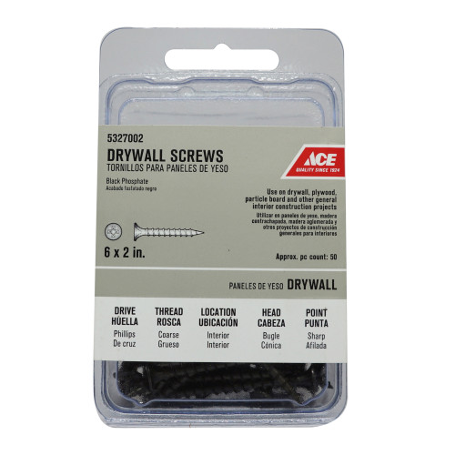 Ace No. 6 wire X 2 in. L Phillips Drywall Screws 50 pk
