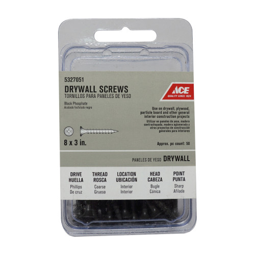 Ace No. 8 wire X 3 in. L Phillips Drywall Screws 50 pk