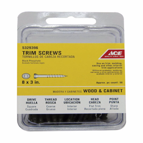 Ace No. 8 X 3 in. L Square Black Phosphate Trim Screws 50 pk