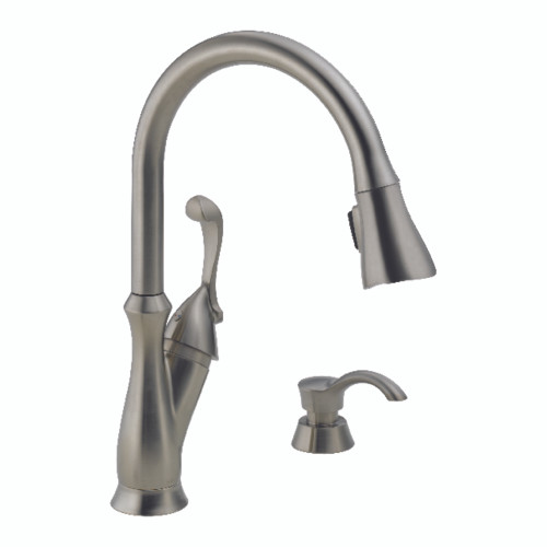 Delta Arabella One Handle Stainless Steel Pull-Down Kitchen Faucet Side Sprayer Included