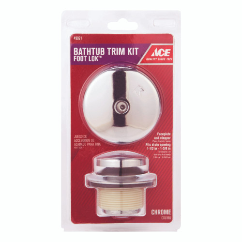 Ace 1 Chrome Plated Foot Lok Stop Bath Drain Trim Kit