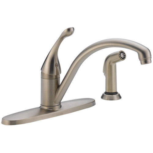 Delta Collins One Handle Stainless Steel Kitchen Faucet Side Sprayer Included