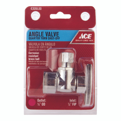 Ace 1/2 in. FIP X 1/4 in. Compression Brass Angle Stop Valve
