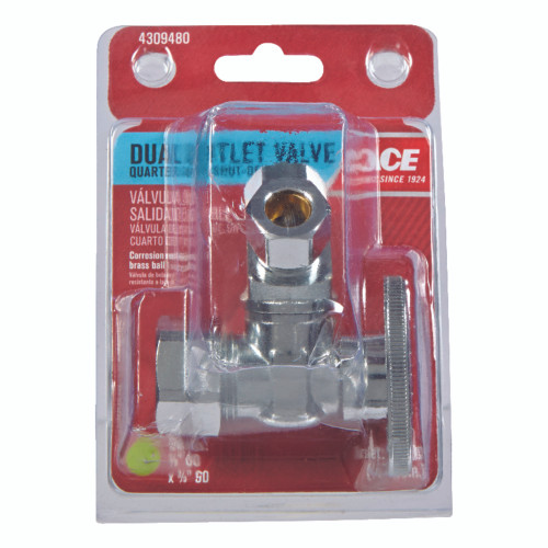 Ace 5/8 in. Compression X 3/8 in. Compression Brass Dual Shut-Off Valve