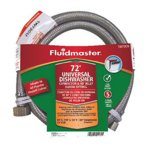 Fluidmaster 3/8 in. Compression X 1/2 in. D FIP 72 in. Stainless Steel Dishwasher Supply Line