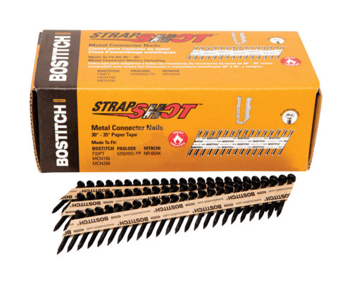 Bostitch StrapShot 1-1/2 in. 11 Ga. Straight Strip Brite Metal Connector Nails 35 deg 1000 pk