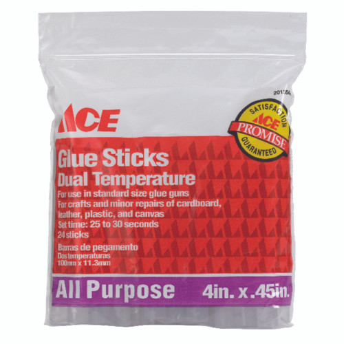 Ace 0.5 in. D X 4 in. L Glue Sticks Clear 24 pk
