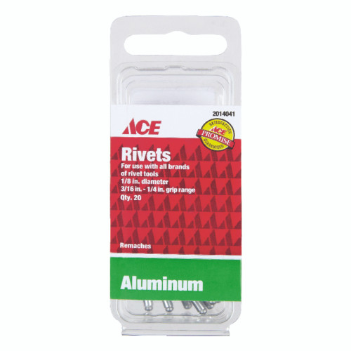 Ace 1/8 in. D X 1/4 in. Aluminum Rivets Silver 20 pk