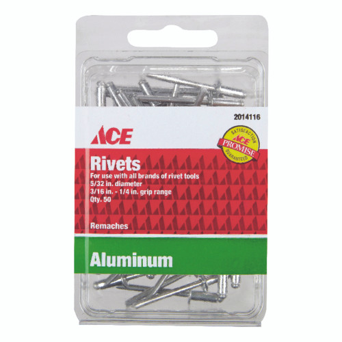 Ace 5/32 in. D X 1/4 in. Aluminum Rivets Silver 50 pk